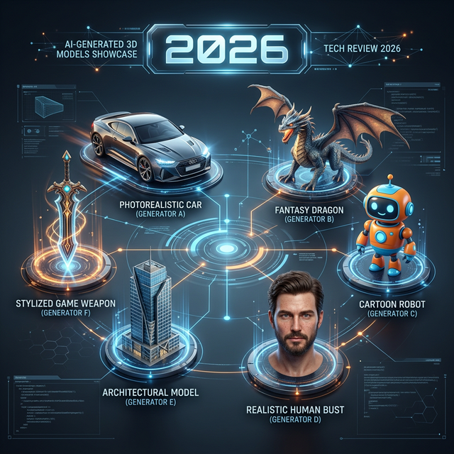 Roundup artwork for multiple AI 3D workflows